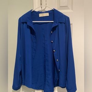 Cobalt Blue Button Down Blouse
